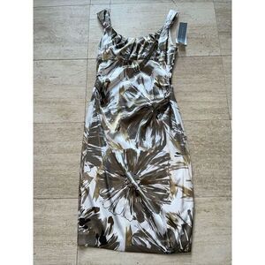 NWT London Times  Dress‎ Women  Size 8 Brown Floral Satin Lined